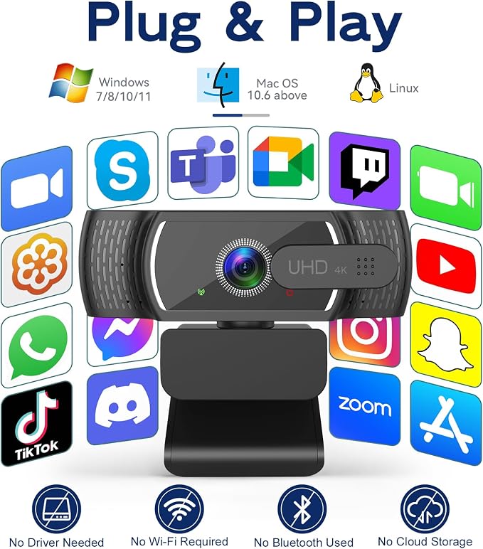 4K Webcam with Microphone for PC & Streaming Computer Camera | PDAF autofocus, dual noise-canceling mics & low-light correction. Best usb hd webcam for mac, laptop and smooth streaming. - Image 8