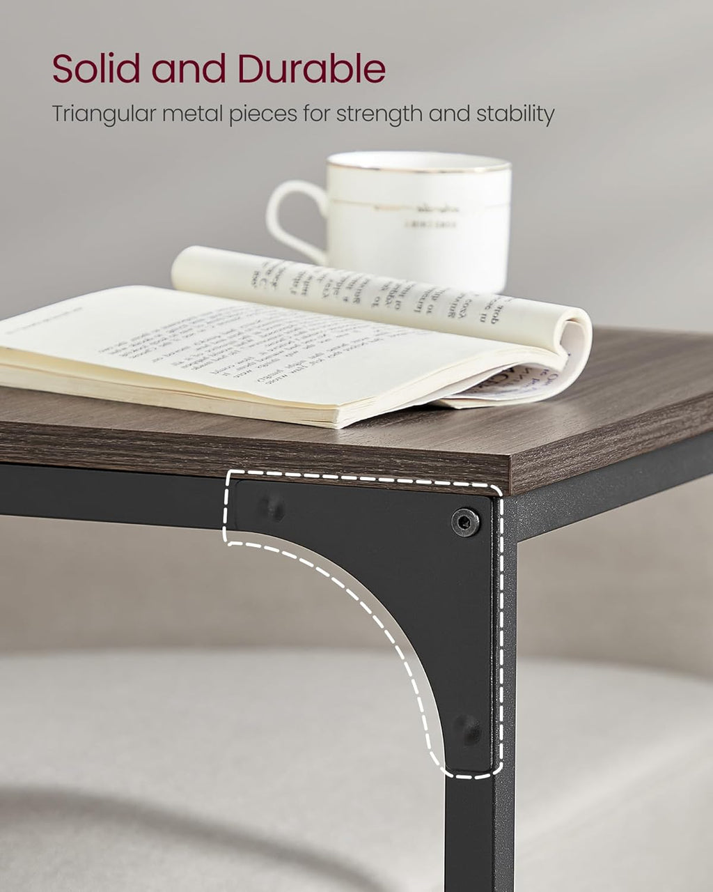 VASAGLE C-Shaped End Table, Couch Side Table for Sofa with Metal Frame - Image 6