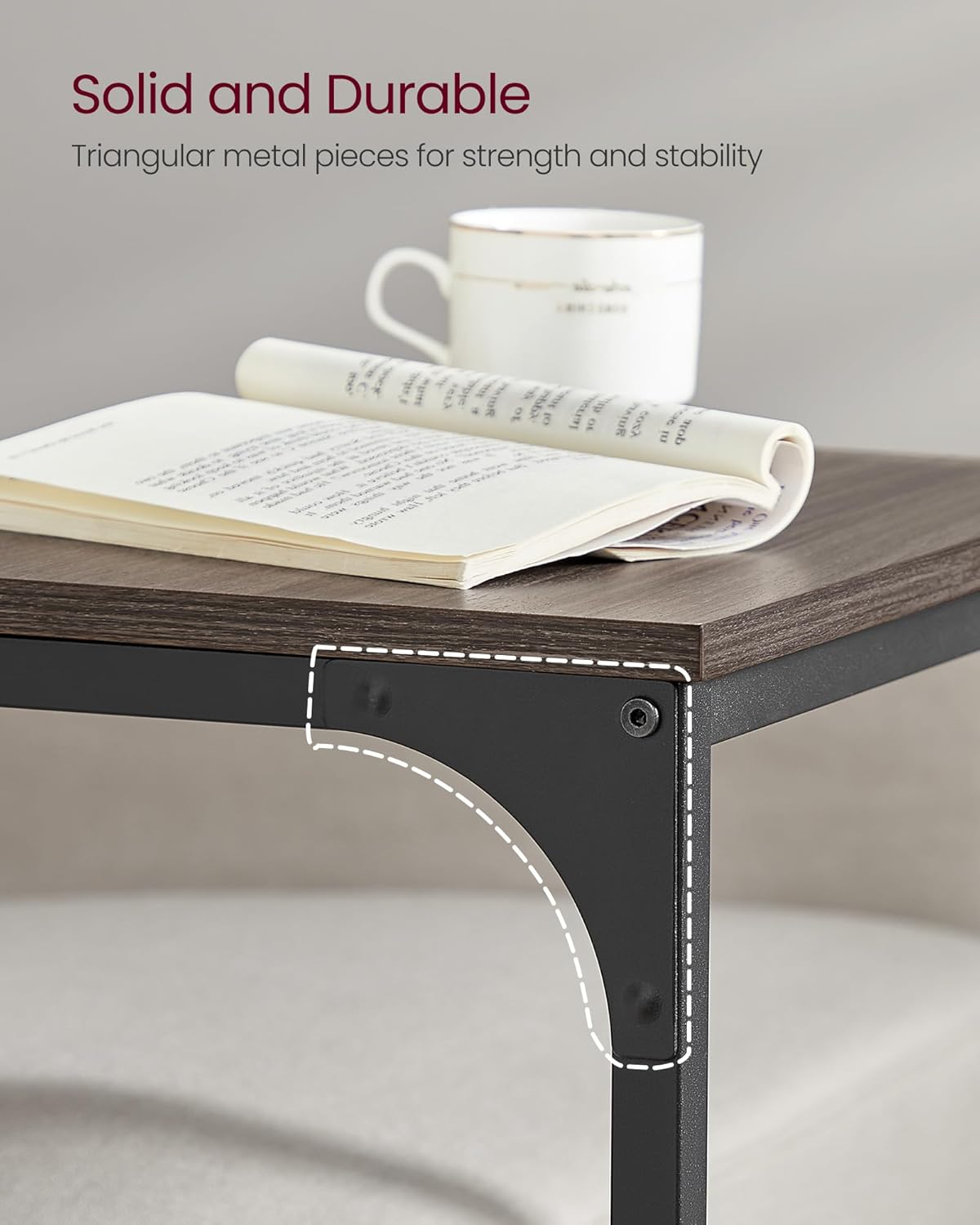 VASAGLE C-Shaped End Table, Couch Side Table for Sofa with Metal Frame - Image 6