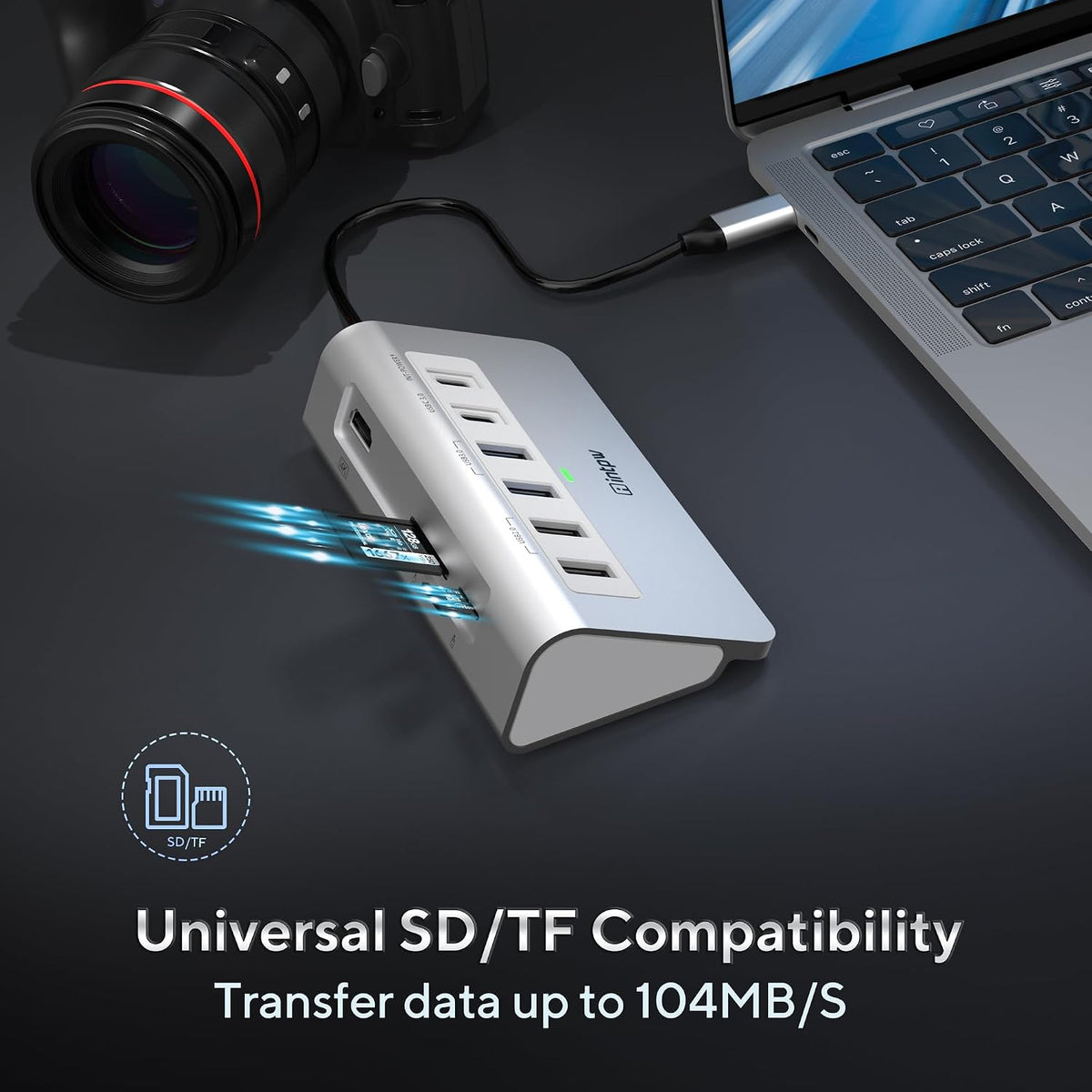 USB C Hub 9-in-1, 28° Ergonomic Aluminum Hub, 4K@60Hz HDMI, PD 100W - Image 6