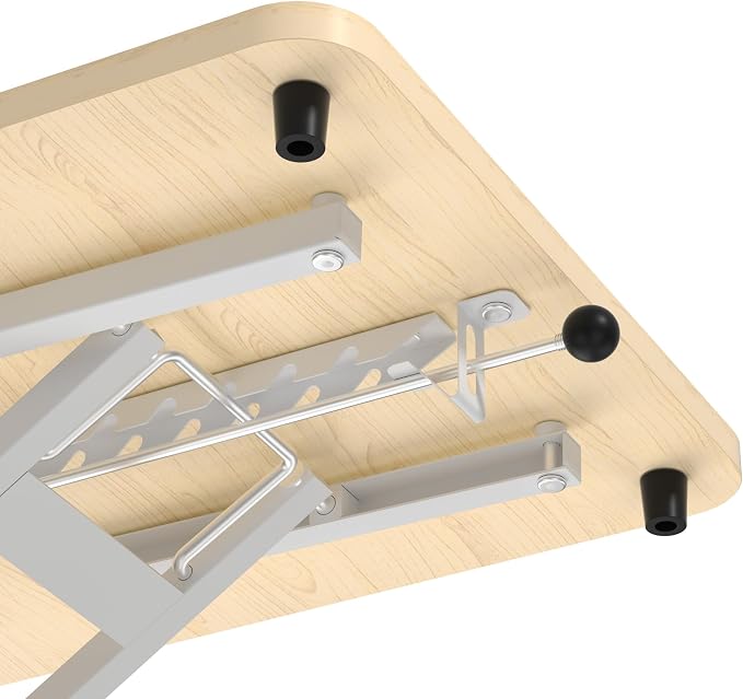 Decoholic 24 inch Height Adjustable Standing Desk Converter（Light Wood | Scissors Lift Keyboard and Mouse Riser Computer Keyboard Stand for Desktop,Keyboard Riser for Stand Up Desk Riser - Image 9