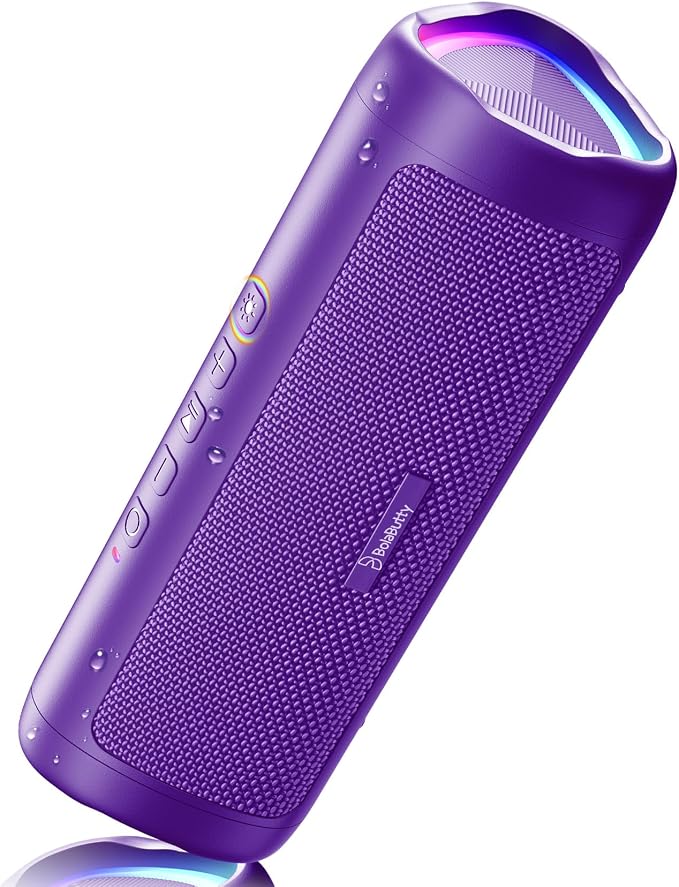 Bluetooth Speaker, 20W HD Sound, Portable Wireless, IPX5 Waterproof, Up to 24H Playtime, TWS Pairing, for Home/Party/Outdoor/Camping/Beach Essentials, Electronic Gadgets, Birthday Gift (Purple) by BolaButty