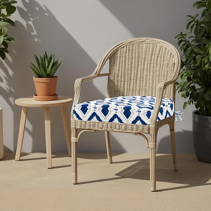 idee-home Outdoor Chair Cushions Set of 2, 17 x 17 Outdoor Seat Cushions | Patio Chair Cushions for Outdoor Furniture Waterproof with Ties, Outdoor Seat Cushion, Patio Chair Pads Dining Chair - Image 5