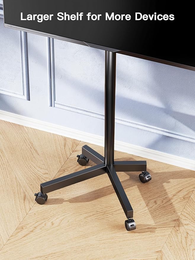 PERLESMITH Rolling TV Stand for 23–62 Inch TVs, Outdoor Mobile TV Cart Holds up to 99 lbs, Portable TV Stand on Wheels for Bedroom and Living Room, Max VESA 400x400mm, PSTVMC04B-B - Image 6