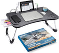 Slendor Bed Desk for Laptop and Writing with Storage, Cup Holder, Light | Fan, Pen Holder,Tablet Holder,Foldable, for Bed, Couch, Floor, Portable,Black by Slendor