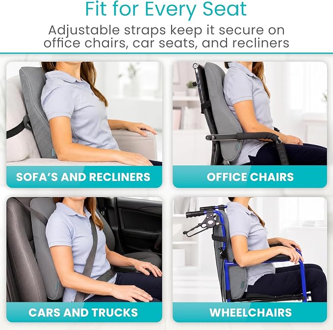 Vive Full Lumbar Pillow - Memory Foam Contour Support Cushion for Lower Back Pain | Back Pain - Image 7