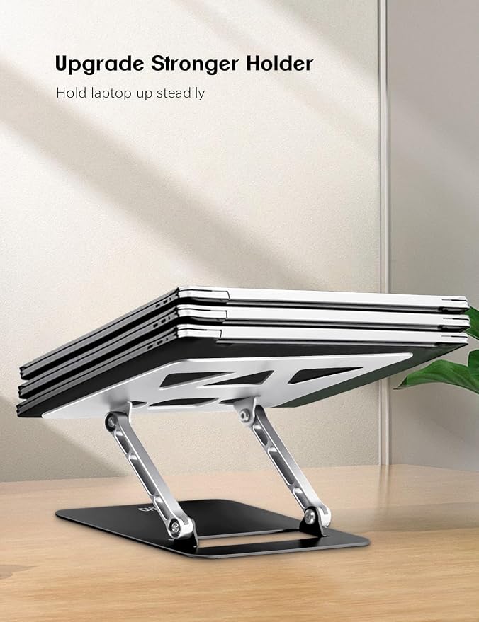Aoviho Adjustable Laptop Stand for Desk,Portable Laptop Stand Holder and Riser,Foldable Aluminum Notebook Computer Stands for MacBook Air Pro HP Lenovo Dell Samsung, 10-15.6 inch (Silver-Gray-Black) - Image 4