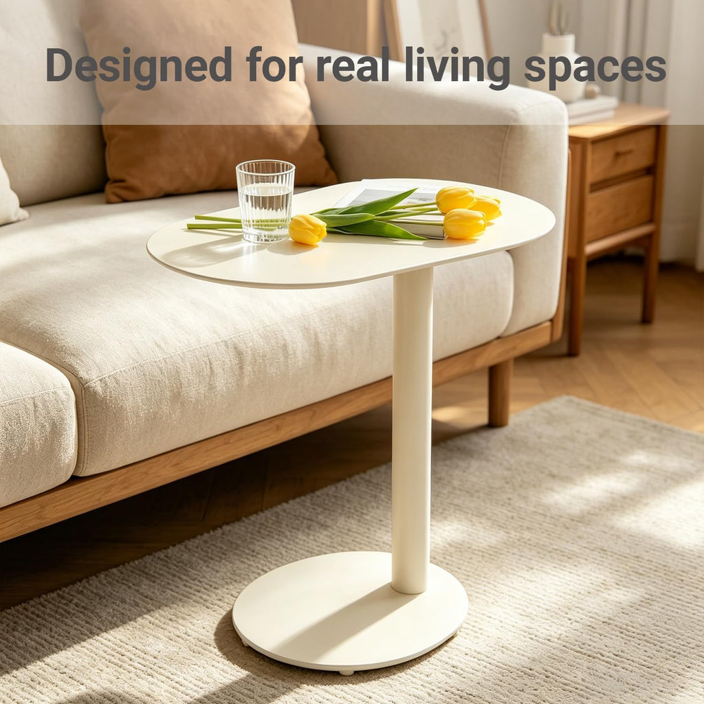 Modern C-Shaped End Table, Small Metal Side Table for Sofa Couch Bed Snack Tray Tables for Living Room Bedroom - Image 3