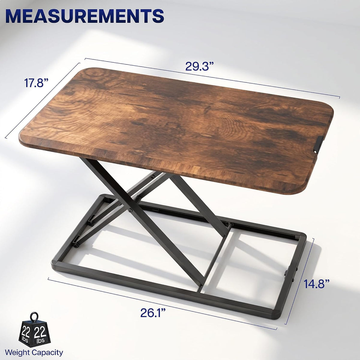 VIVO Manual Height Adjustable Standing Desk Converter, 29" Vintage Brown - Image 3