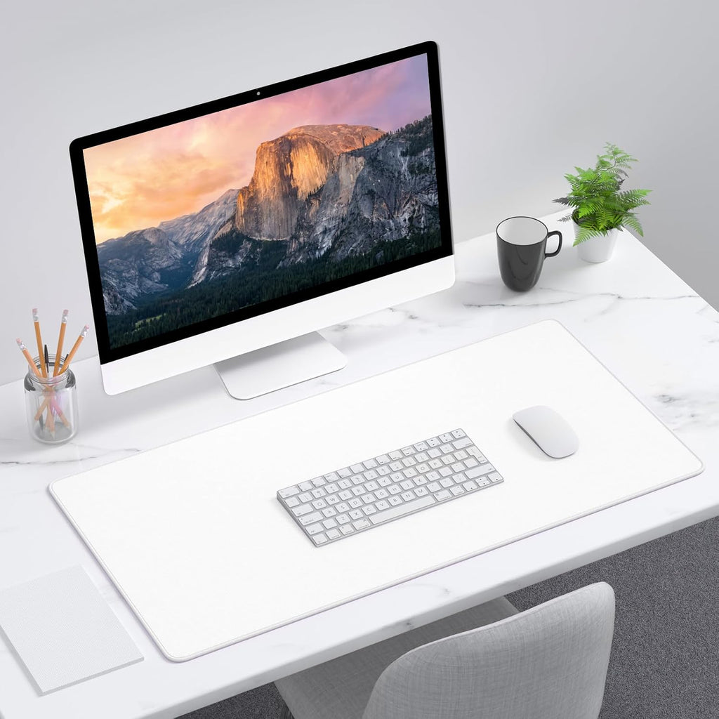 Large Gaming Mouse Pad, Extended Mouse Mat with Stitched Edges, Full Size Keyboard Pad with Non-Slip Base, Big XXL Computer Desk Mats for Gamer, Laptop, Office, 31.5 x 15.7in, Ivory White - Image 7
