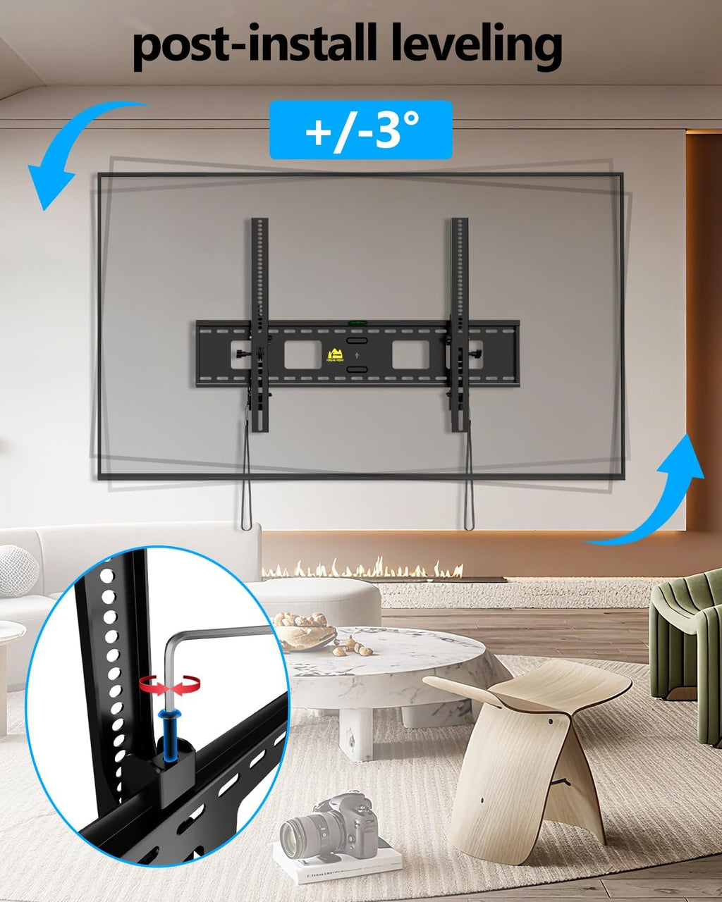 FORGING MOUNT Heavy Duty Tilting TV Wall Mount for Large TVs 47-120 Inch, Tool-Free Tilt Low Profile TV Mount,3-Stud Wall Mount Universal Bracket,VESA 900x600, Holds 275lbs, Fits 16/18/24/32" Studs - Image 8