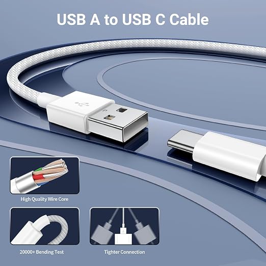 UCALMA Car Carplay Cable for iPhone 17 16 15 Pro Max, 2Pack [6FT+10FT] Long USB A to USB C Cable Fast Charging, USBC Charger Cord Braided for iPhone 17/16/15 Pro Max/Pro/Air/Plus for iPad Pro 12.9/11 - Image 4