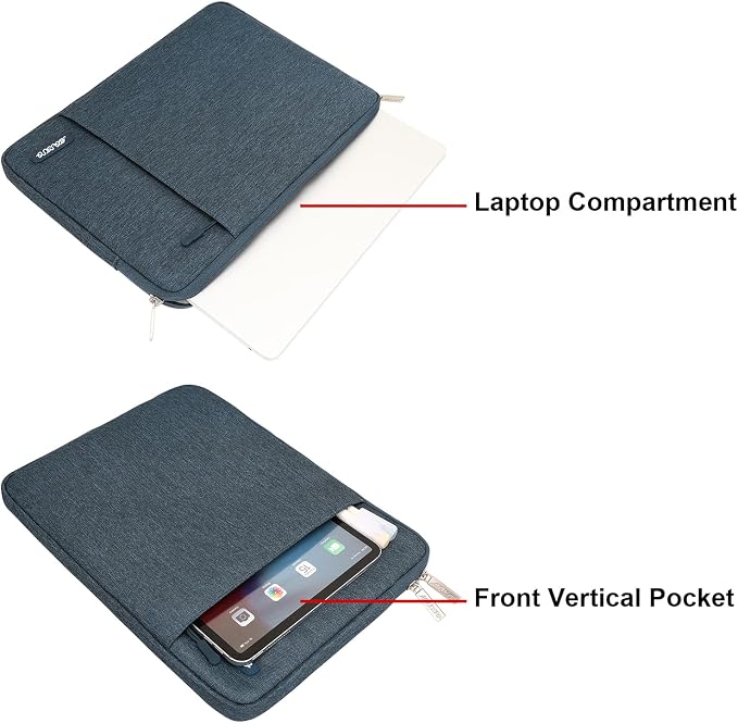 MOSISO Laptop Case 13.3 inch, 13-13.3 inch Laptop Sleeve Bag with Pocket | Compatible with MacBook Air/Pro 13/Pro 14 M5 M4 M3 M2 M1, HP Dell ASUS Lenovo, Polyester Vertical Computer Bag, Haze Blue - Image 4