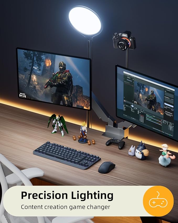 10.5" Ring Light with Stand and Phone Holder - 69" Tripod for iPhone with Light, Professional Led Ringlight for Video Recording/Make up/Streaming, Full Screen Light Ring for YouTube, Tiktok (Black) | with Light Professional Led Full Screen Ringlight fo... - Image 6