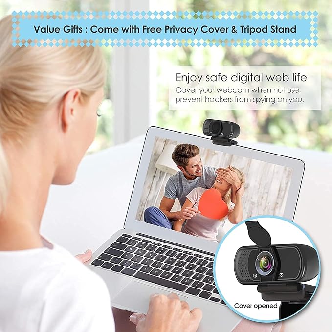 USB C Webcam for Switch 2 / PC: 1080P HD Web Cam with Mic,Computer Camera | with Privacy Cover & Tripod Stand for MAC Desktop Laptop, Wide Angle Webcam Pro Streaming Web Camera for Skype/Teams/Webex - Image 5