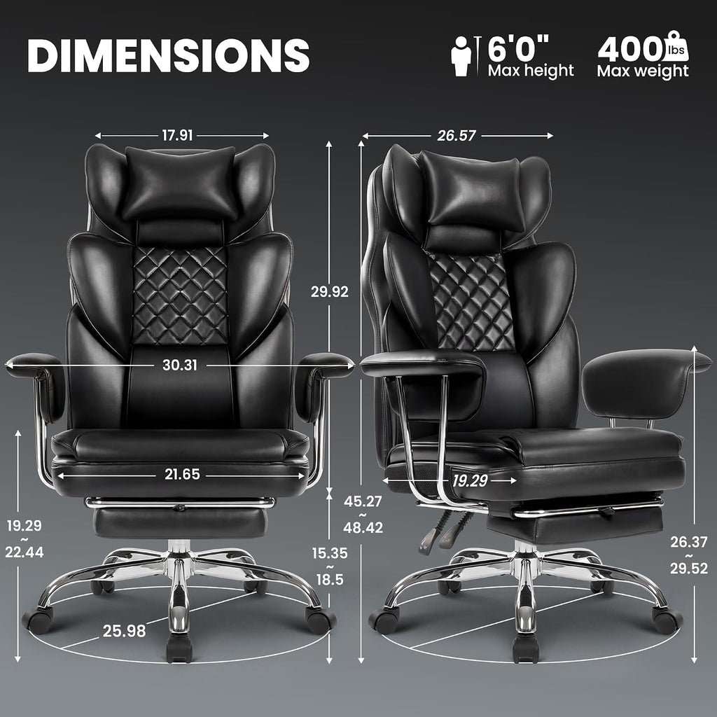 N-GEN GAMING Big and Tall Gaming Chair with Footrest, Reclining Chair,Black - Image 2