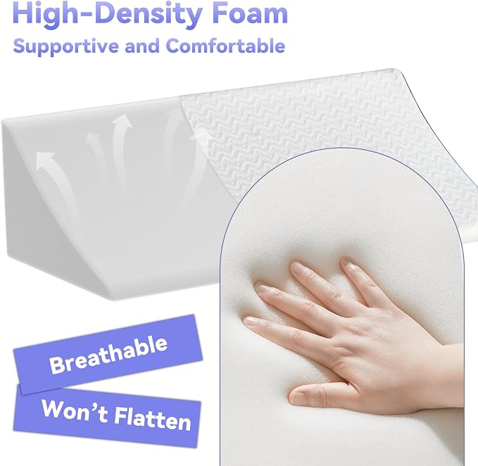 Vekkia Wedge Pillow for Side Sleeping, Back Support with High-Density Foam | Pillow Wedge for Side Sleeper, idea for Pregnancy Support, Back Pain, Bedsore Prevention,Surgery Recovery,Removable Cover - Image 4