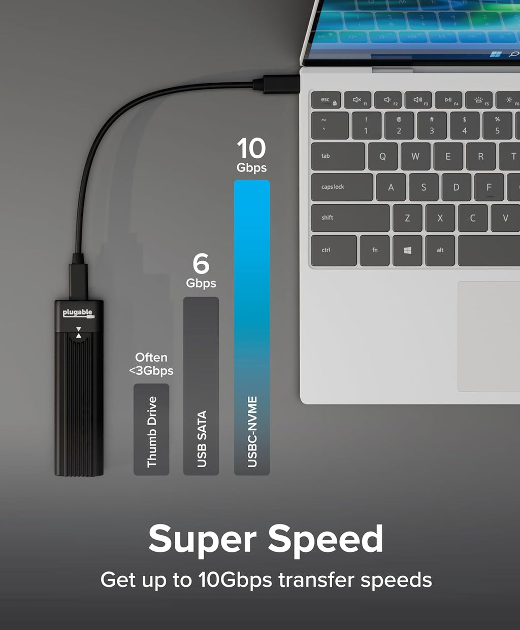 Plugable M.2 NVMe SSD Enclosure; Tool-Free & Driverless - Image 5