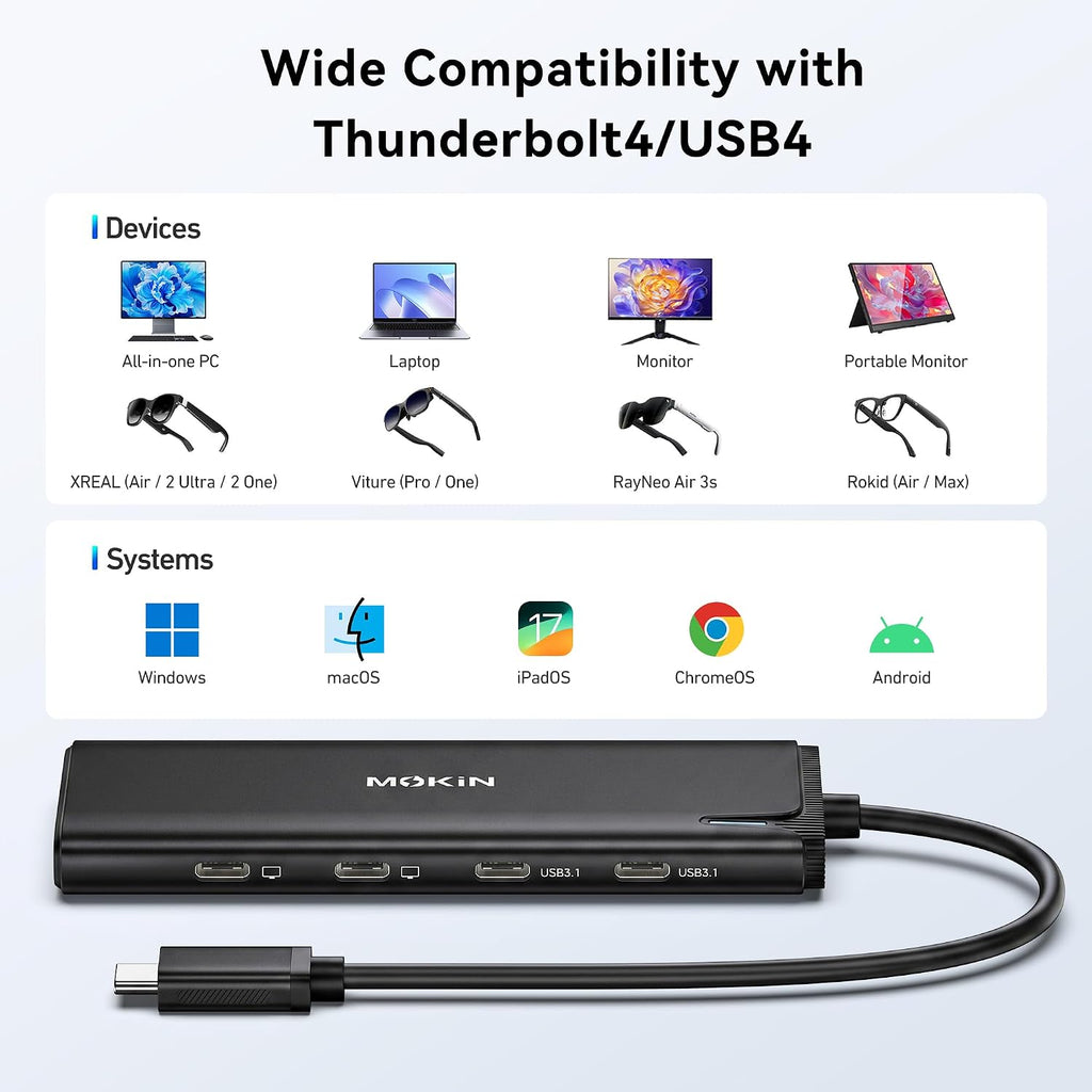 MOKiN USB C Splitter for Dual Monitors 4K@60Hz DP Alt Mode (Black) - Image 8