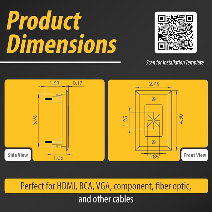 DATA COMM Electronics 45-0014-WH 1-Gang Cable Wall Plate w/ Flexible Opening, Low Voltage Wall Plate,Conceals Up to 6 Cables, Easy Installation,White - Image 8