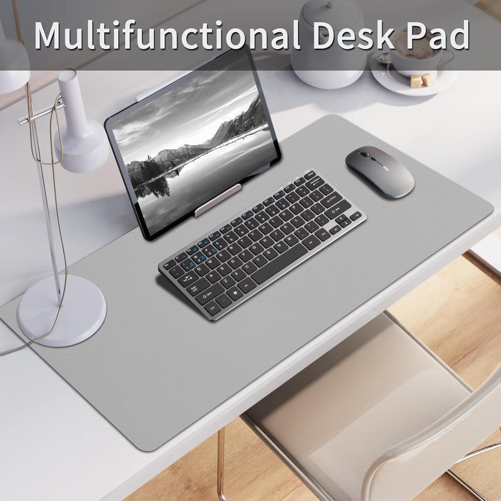 Large Desk Pad, Grey Desk Mat, Desk Pads on Top of Desks, Computer Mat Non-Slip, Desk Blotter Waterproof, Easy to Clean - Light Grey (31.5 x 15.7 Inches) - Image 2