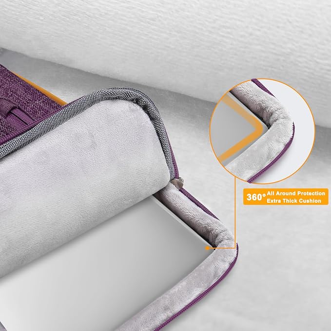 MOSISO 360 Protective Laptop Case 16 inch, 15-15.6 inch Laptop Sleeve | Compatible with MacBook Pro 16, HP Acer Dell Lenovo ASUS, Side Open Carrying Case with 4 Zipper Pockets, Argyle Purple - Image 3