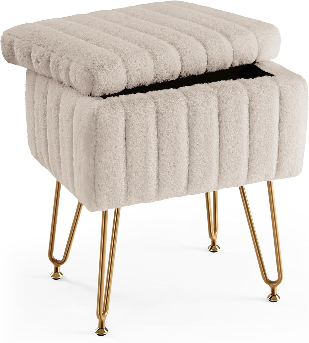 DUMOS Vanity Stool Chair, Ottoman with Storage for Living Room, Bedroom by DUMOS