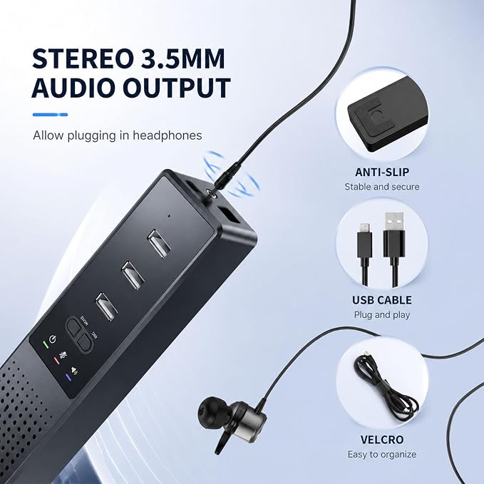 3 in 1 USB Computer Speaker with Microphone, PC Laptop Desktop Conference Speaker with Mic for Smart Home Office and Online Study，360 Degree Enhanced (Modern) - Image 5
