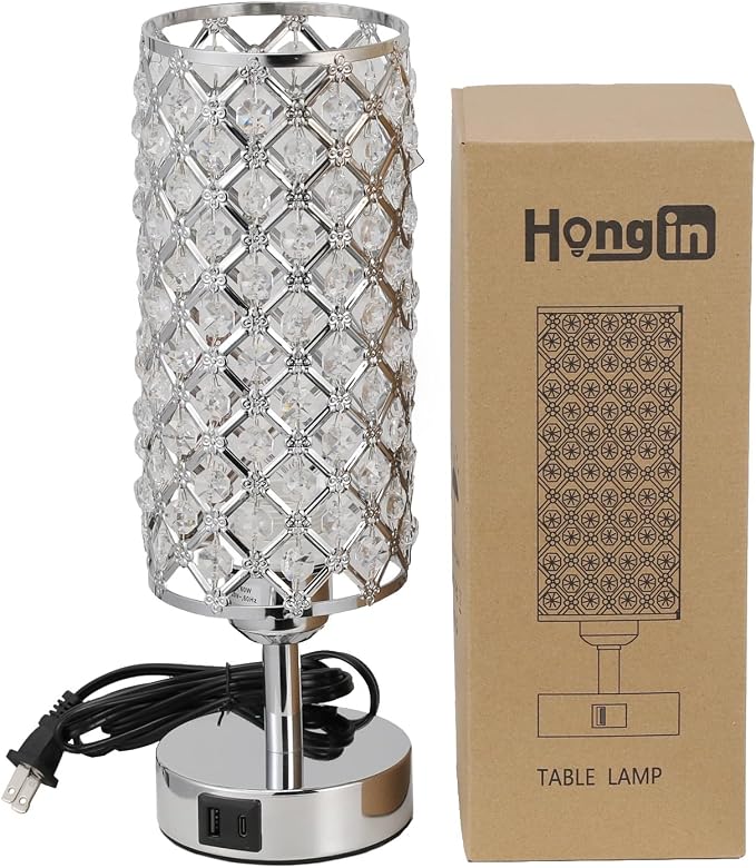 Crystal Table Lamp, 3 Way Dimmable Touch Lamps for Night Stands, Sliver | Crystal Table Lamp with Touch Control, Bedroom Light for Nightstand,Sliver - Image 7