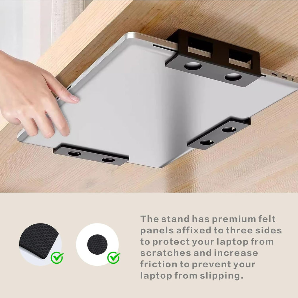 Under Desk Laptop Mount, 3Pcs Metal Laptop Holder for Desk - Image 5