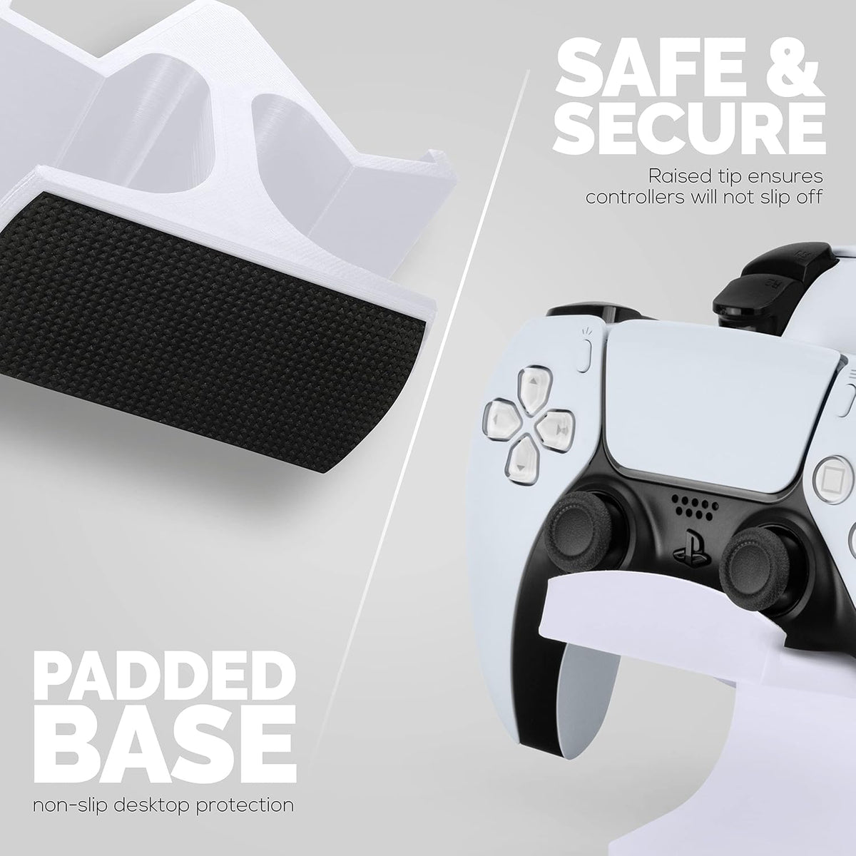 Dual Game Controller Desktop Holder Stand - Universal Design for Xbox ONE, PS5, PS4, PC, Steelseries, Steam & More, Reduce Clutter UGDS-03 (White) - Image 4