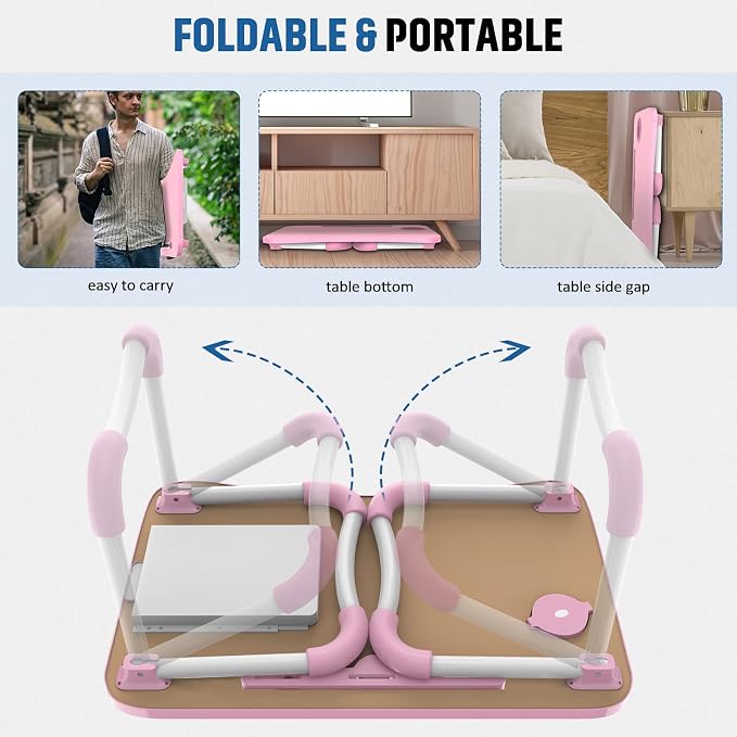 Zapuno Multi-Function Laptop Bed Table with Storage Drawer and Cup Holder, Lap Desk Stand Tray for Eating, Reading and Working - Image 5