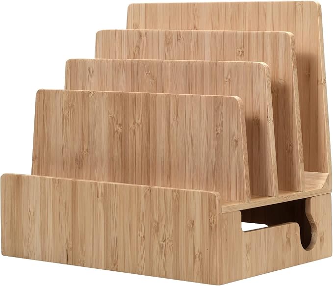 MobileVision Bamboo Charging Station & Multi Device Organizer Slim Version for Smartphones, Tablets, and Laptops by MobileVision