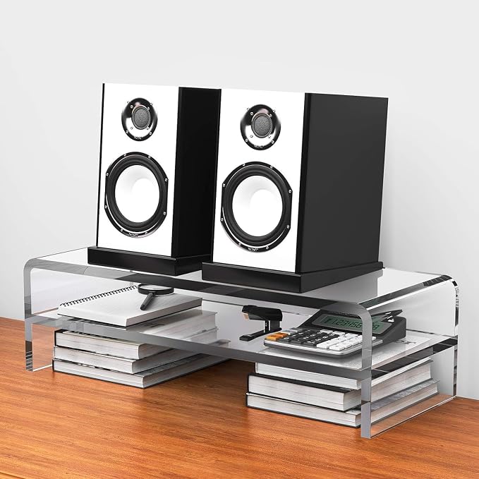 Egchi Acrylic Monitor Stand,2 Tiers Computer Monitor Riser(18x8x5.5 inches),Computer Stand/Monitor Riser for Office,School,Home,Laptop Stand Desktop Stand for Keyboard Storage&Printer TV Screen | Computer Stand, Monitor Riser, for Office,School,Home,La... - Image 6