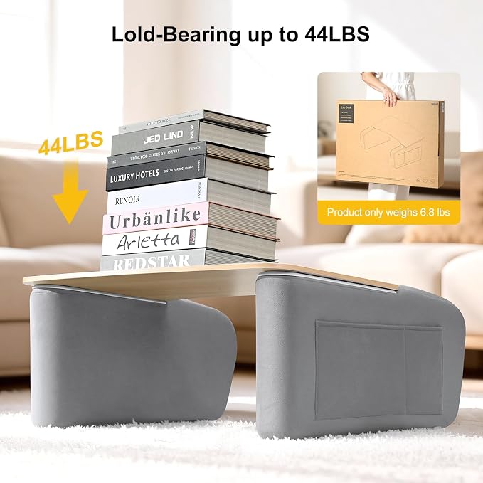 OPTIXCELL Lap Desk with Arm Rests, Ergonomic Laptop Stand for College Dorm | Curved Desktop and Dual Armrests, 40kg Capacity, Dual Pockets, Reading Writing Gaming Eating, Bed Couch Floor Dorm Room - Image 7