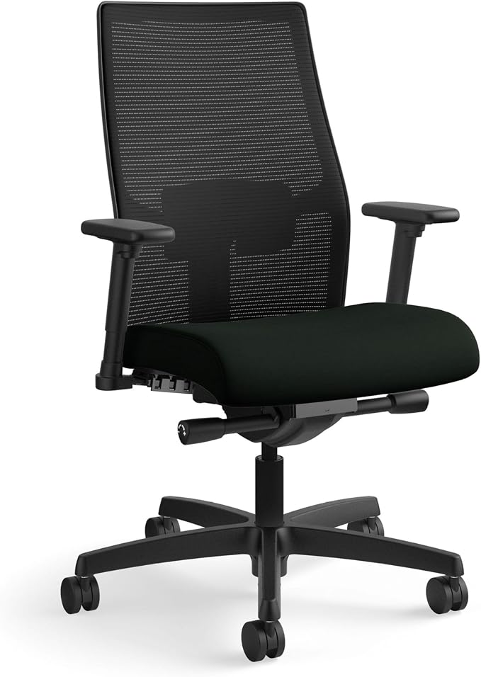 HON Ignition 2.0 Ergonomic Office Chair, Lumbar Support, Desk Chair, Black | Ergonomic office desk chair with lumbar support, adjustable arms, office decor, workstation comfort for focused productivity by HON