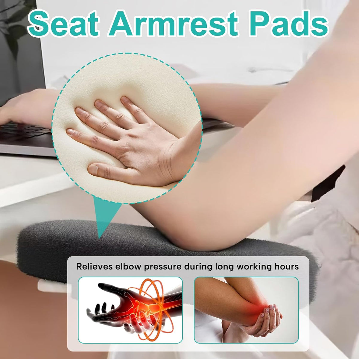 Computer Chair Arm Rest Pads, 2 Pack Office Chair Armrest Pads - Image 6