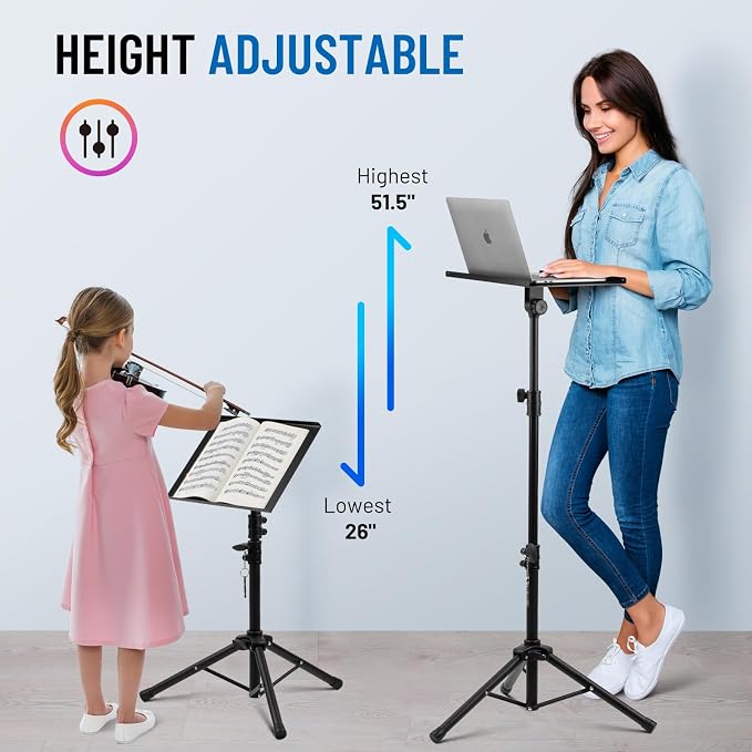 CAHAYA Projector Stand Tripod Adjustable Height Portable Laptop Rack Tray | 26-51.5" Adjustable Height Holder for Projectors Laptops Books Tablets Heavy-duty Stand for Outdoor Movies Music - Image 6