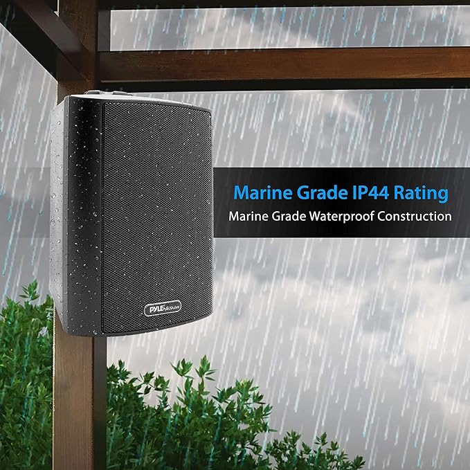 Pyle 6.5-Inch Wall Mount Waterproof Bluetooth Speaker System – Indoor/Outdoor Audio Pair with Built-in Digital Amplifier, Weather-Resistant Housing, High-Power Sound, Easy Installation (Black) - Image 8