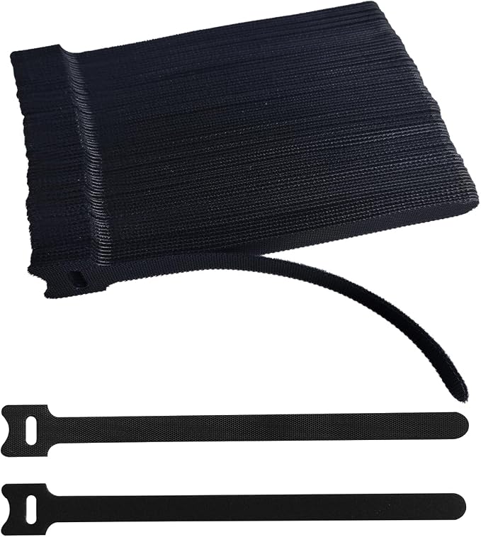 8 Inches 100PCS Black Reusable Cable Ties,Multi-purpose Adjustable Cord Straps,Cable Organizer,Cord Wrap and Hook Loop Cords Management,Adjustable Cord Ties by Unknown