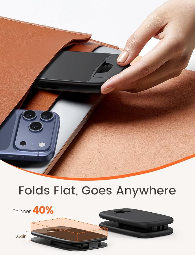 Lamicall Ultra-Thin Foldable Cell Phone Stand for Desk | 0.59" Slim Fold, Height & Angle Adjustable, Sturdy Metal Base, Thick Case Friendly for iPhone 17/16/15/14 Pro Max, Galaxy S26 - Image 2