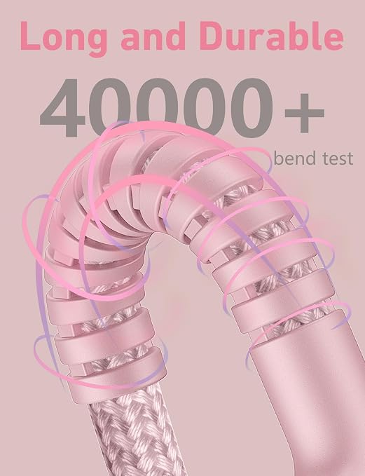 USB C Cable 10FT, 2Pack Long USB A to USB C Charger Cable, Type C Cable | Fast Charging Upgraded Extra Durable Braided USBC Cord Compatible with iPhone 17 16 15 Pro Max and More USB C Devices-Pink - Image 5