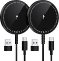 MagSafe Charger 2 Pack: Magnetic Wireless Charge iPhone 17-12 & AirPods | Strong Magnet Charging Pad, with Dual USB C to A Converters, Ultra-Thin & Portable, Ideal for Home Office & Travel, White by WirelessCharger