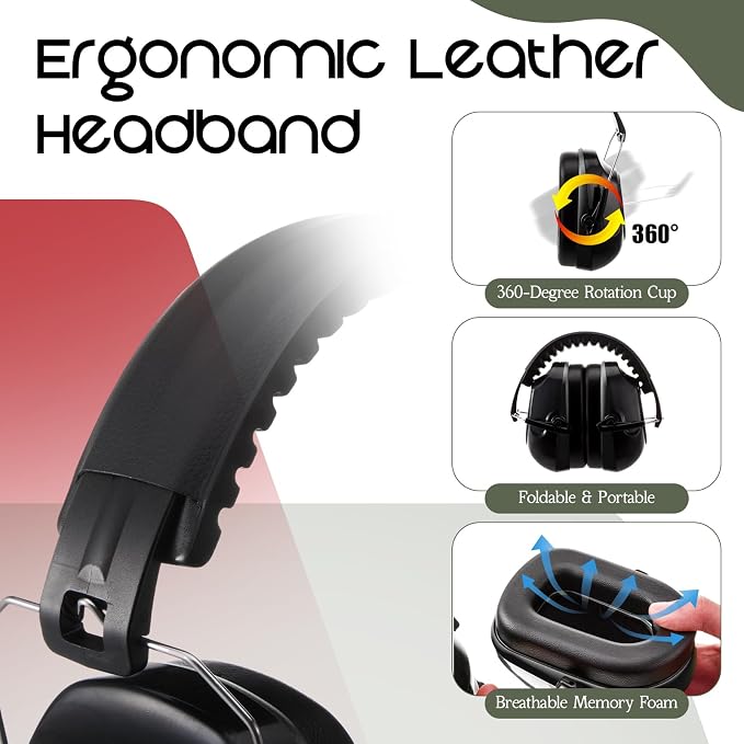 6 Pcs Noise Cancelling Headphones Adult Kids Ear Protection 27db Noise Reduction Shooting Hearing Protection for Gun Range Hunting Construction Studying (Dark Style, Black Green Red) - Image 3