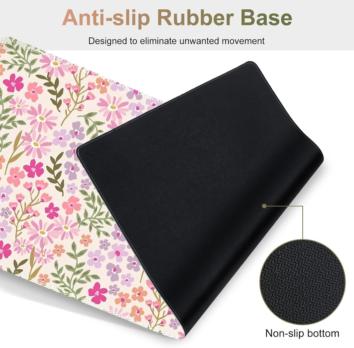 Large Gaming Mouse Pad Set, Ergonomics Keyboard Desk Mat with Memory Foam Wrist Rest, Computer PC Extended Game Mousepad, Non-Slip Desk Matt Easy Typing Pain Relief I Artistic Colroful Flowers - Image 7