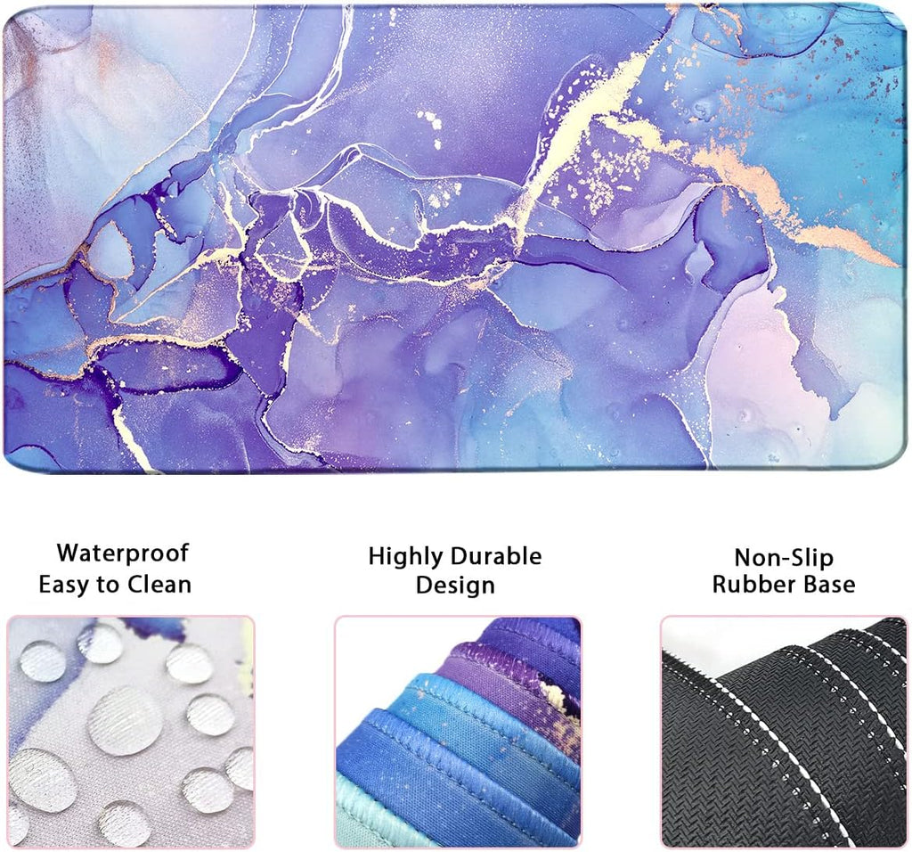 Large Mouse Pad and Keyboard Wrist Rest, Desk Pad for Keyboard and Mouse, 4-in-1 Large Gaming Mouse Pad with Wrist Support - Purple Marble - Image 2