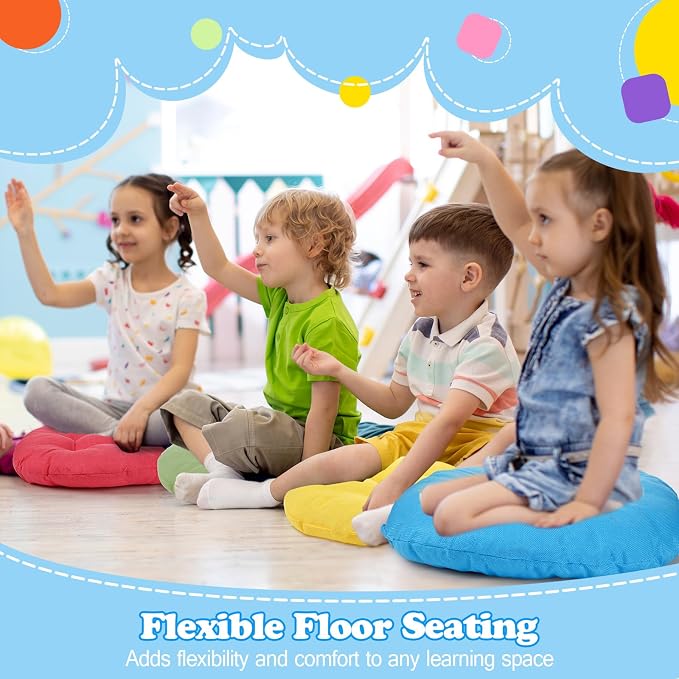 Fumete 8 Pcs Round Floor Cushions for Classroom Kids,Fresh Candy | 16 Inch Diameter, Students Flexible Seating Pillows, Home Daycare School Reading Yoga Meditation, Soft Cushioned - Image 7