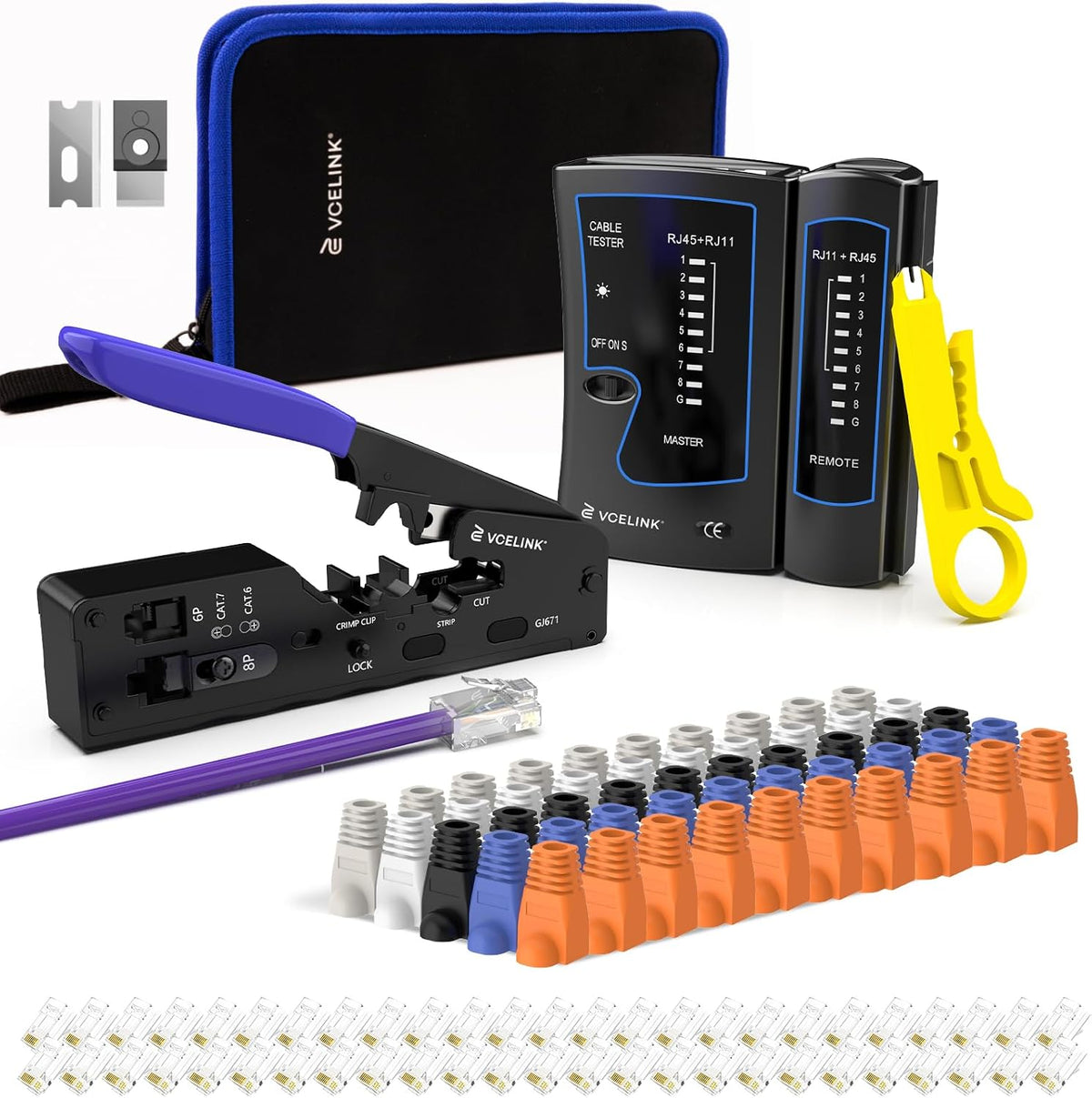 VCELINK RJ45 Crimp Tool Kit, All-in-One Network Solution, Complete with Bag by VCELINK