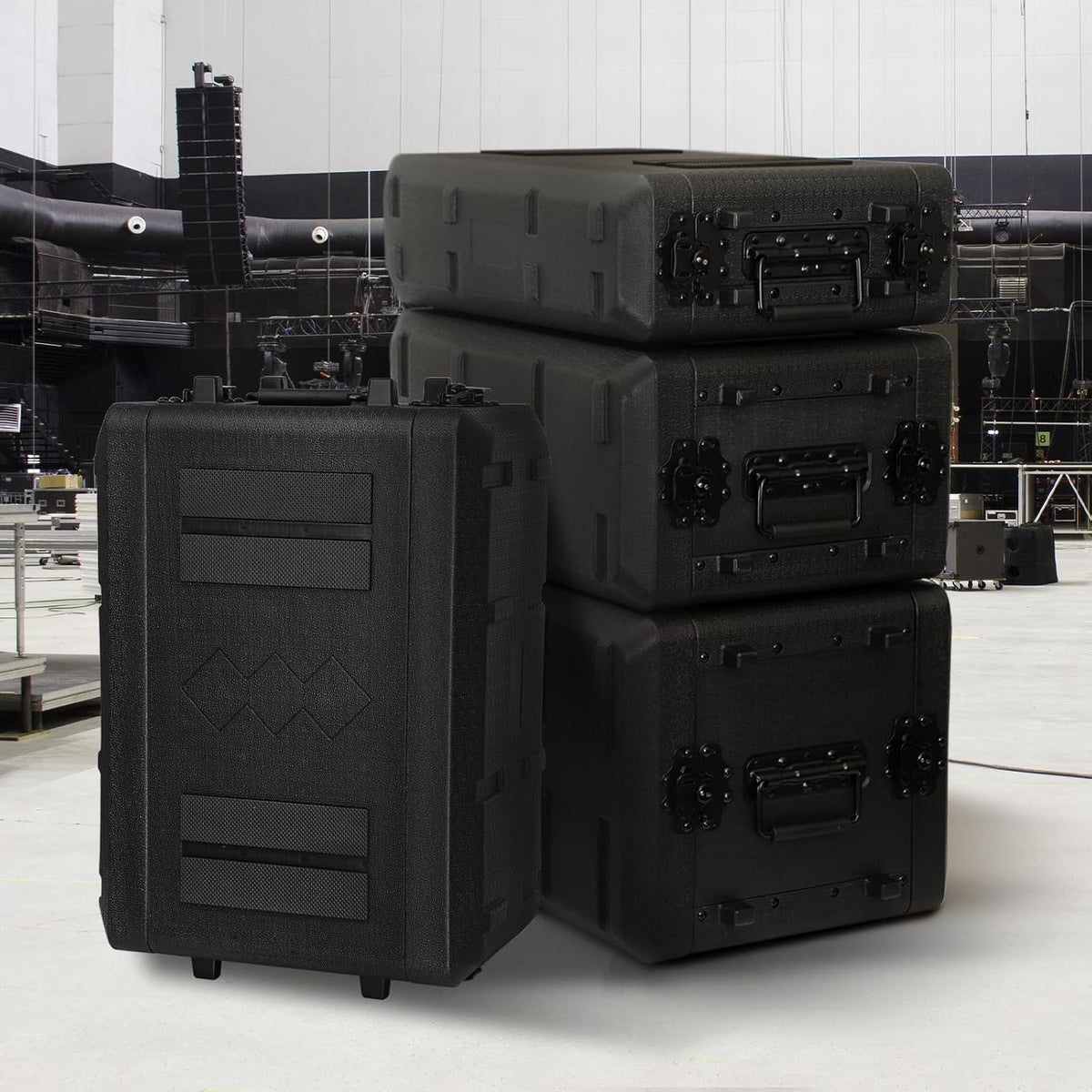 4U Rack Case Shallow 12" Depth, 19" Rackmount Flight Cases Easy Installation Portable Carry Watertight Dust Proof 2 Space Shockproof Mount Racks with Microphone Compartments Space Saving - Image 6
