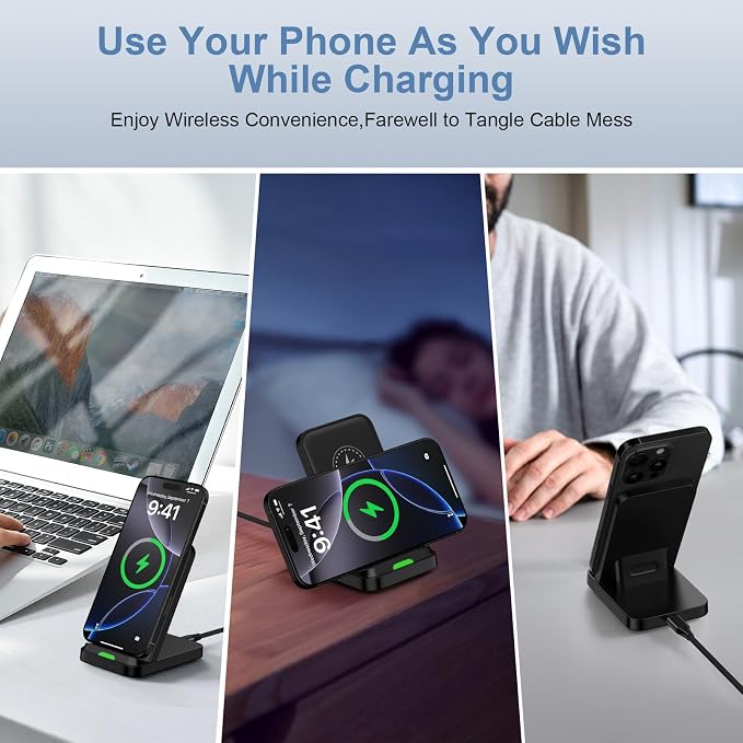 Samsung Wireless Charger Fast Charging Stand Desk Phone Station for Android Samsung Galaxy S26 Ultra/S25/S24/S23/S22/S21,15W Fast Wireless Charger Pad for Motorola Edge 2025/G Stylus 5G/G Power 2025 - Image 6